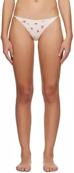 Плавки бикини кремового цвета с цветочным принтом Ganni