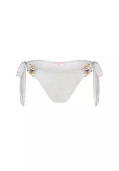 Плавки бикини Lumiere Amour с завязками по бокам и отделкой камнями Moda Minx, белый