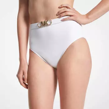 Плавки бикини Michael Michael Kors Stretch Nylon High-Waist Belted Bottom, белый