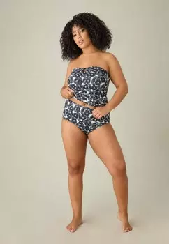 Плавки бикини MONO LEAF PRINT TANKINI Live Unlimited London, черный