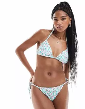 Плавки бикини New Look с мелким цветочным принтом синего и розового цветов