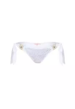 Плавки-Бикини Private Island с завязками по бокам и потрясающей отделкой камнями Moda Minx, белый
