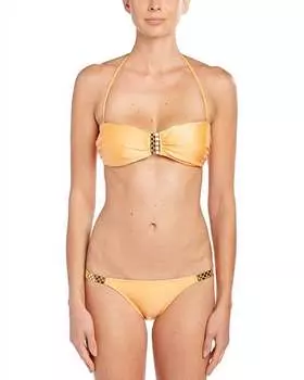 Плавки бикини с цельным вырезом и однотонной отделкой оранжевого цвета ViX