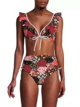 Плавки бикини с цветочным принтом Jellyroll Skinny Dippers, черный