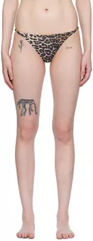 Плавки бикини с коричневой эмблемой GANNI