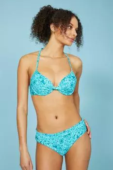 Плавки бикини с складками в виде цветка в стиле батик Debenhams, зеленый