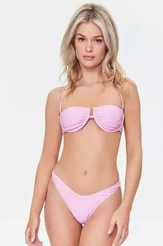 Плавки бикини с высоким вырезом в рубчик Forever 21, фиолетовый