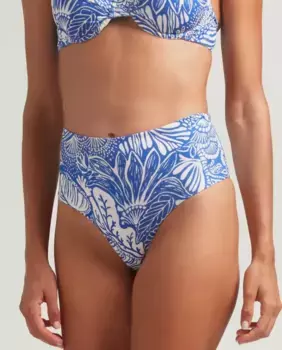 Плавки бикини с высокой посадкой и цветочным принтом Robin Collection, синий