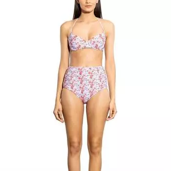 Плавки бикини с высокой талией Ditzy Blossom в цвете Magenta Multi Shoshanna