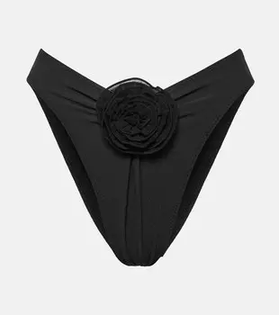 Плавки бикини с высокой талией и цветочной аппликацией Same, черный