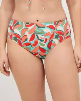 Плавки бикини с высокой талией из микропике и принтом в виде листьев Ysabel Mora, мультиколор