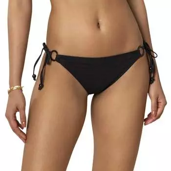 Плавки бикини с завязками на талии и кольцами цвета «угольно-черный» Shoshanna