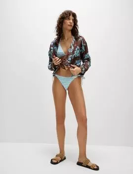 Плавки бикини с завязками по бокам и принтом Marks & Spencer, светло-голубой микс