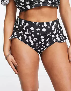 Плавки бикини с завышенной талией и оборками ASOS DESIGN Curve