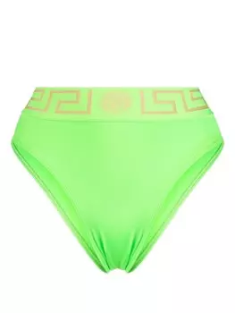 Плавки бикини с завышенной талией и узором Greca Versace, зеленый