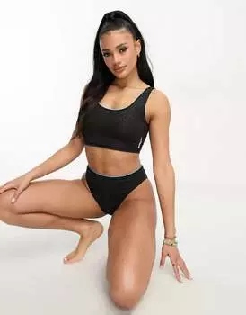 Плавки бикини с завышенной талией Speedo черного цвета с тиснением