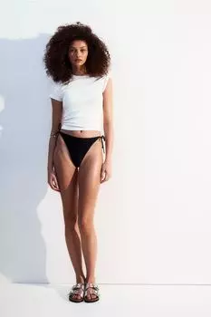 Плавки бикини со стрингами на завязках H&M, черный