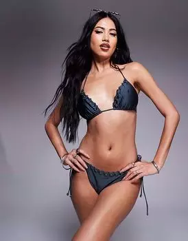 Плавки бикини South Beach с завязками по бокам, средне-синего цвета