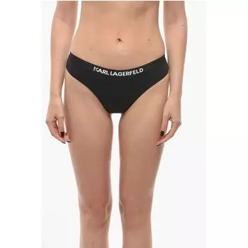 Плавки бикини SPORT однотонные с резинкой и логотипом Karl Lagerfeld, Black