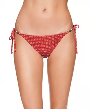 Плавки бикини среднего размера с принтом и завязками OYSHO, ярко-красный