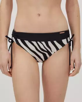 Плавки бикини средней длины с принтом зебры и сборками Ysabel Mora, мультиколор