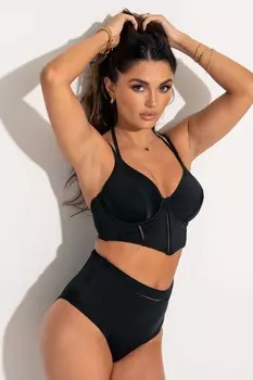 Плавки бикини Sydney с завышенной талией и высоким вырезом на ногах Pour Moi, черный