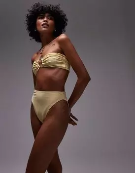 Плавки-бикини Topshop Thailand с высокой талией в цвете пахты