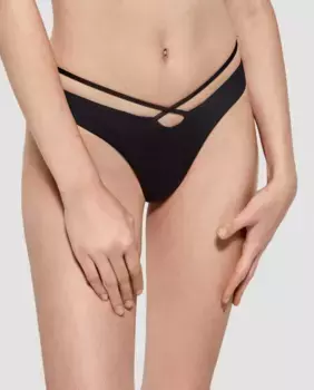 Плавки бикини V-образной формы из гладкой ткани Gisela, черный