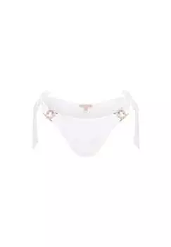 Плавки бикини в бразильском стиле Amour с завязками по бокам и потрясающей отделкой камнями Moda Minx, белый