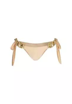 Плавки бикини в бразильском стиле Boujee с завязками по бокам и стильной отделкой камнями Moda Minx, цвет champagne