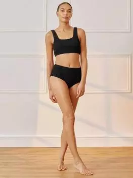 Плавки-бикини в рубчик с высокой талией Albaray, черный