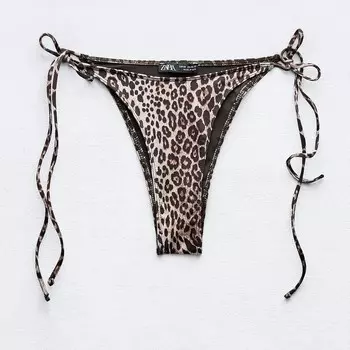 Плавки-бикини Zara Animal Print Bottom, коричневый