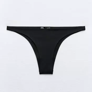 Плавки-бикини Zara Ribbed, черный/белый