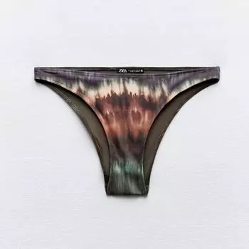 Плавки-бикини Zara Tie-dye, зелено-коричневый