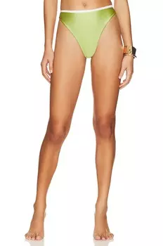 Плавки Camila Coelho Talita High Waist, цвет Celery Green & White