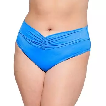 Плавки для плавания размера 99° со сборками и высокой талией для юниоров больших размеров Ninety-Nine Degrees, цвет Castaway Blue Rib