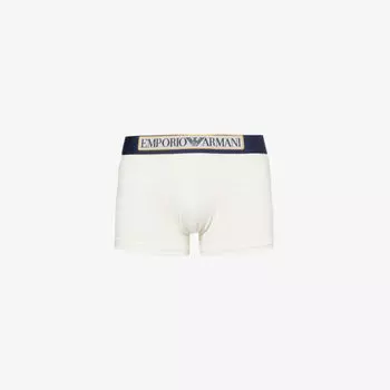 Плавки из эластичного хлопка с фирменной талией Emporio Armani, бежевый