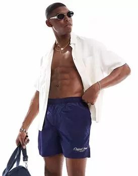Плавки Jack & Jones с оригинальным принтом темно-синего цвета