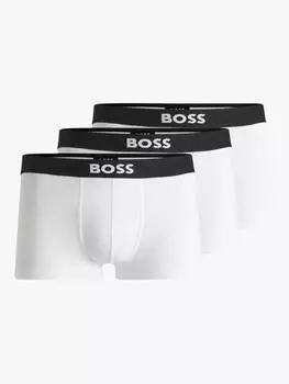 Плавки с эластичным хлопчатобумажным поясом с логотипом HUGO BOSS, белый