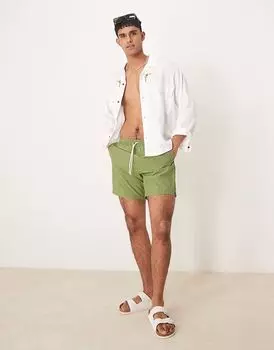 Плавки-шорты Abercrombie & Fitch длиной 7 дюймов со шнурком в зеленую полоску