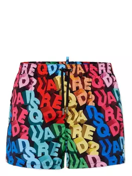 Плавки-шорты DSQUARED2 с принтом логотипа по всей поверхности, синий