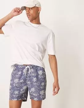 Плавки-шорты GANT с принтом логотипа Island Print, синие