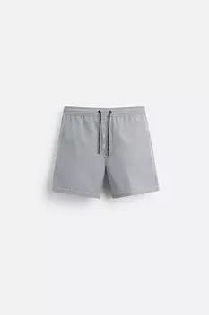 Плавки-шорты из ткани сирсакер в обычную полоску ZARA, темно-синий