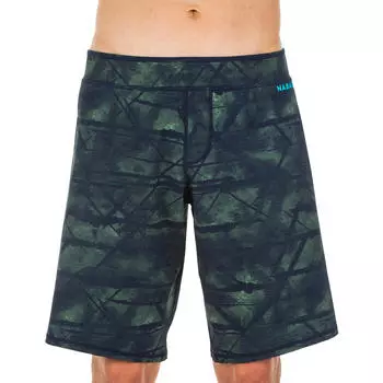 Плавки-шорты мужские черные swimshort 100 long all palm Nabaiji