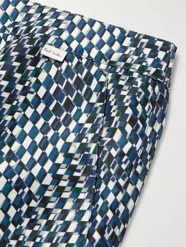 Плавки-шорты Optic Straight-Leg средней длины с принтом из переработанных материалов PAUL SMITH, синий