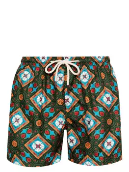 Плавки-шорты Positano с графичным принтом PENINSULA SWIMWEAR, зеленый