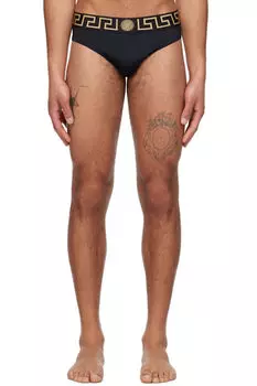 Плавки-шорты с черным узором Greca Border Versace Underwear
