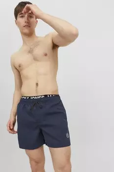 Плавки-Шорты с двойным поясом и логотипом Jack & Jones, синий