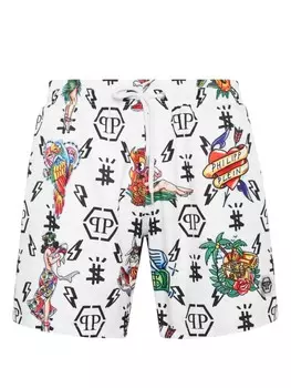 Плавки-шорты с графическим принтом Philipp Plein, белый