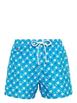 Плавки-шорты с графичным принтом Kiton, синий